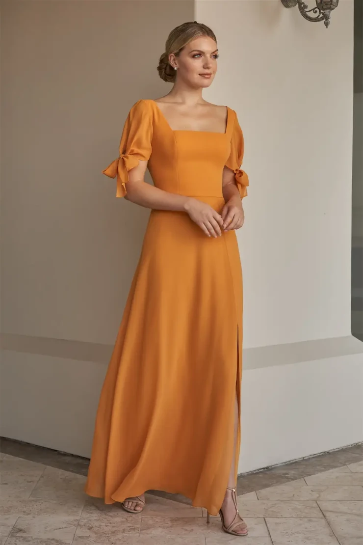bridesmaid dresses natick ma Sheath Bateau Neck Satin Ankle Length Bridesmaid Dresses with Slit