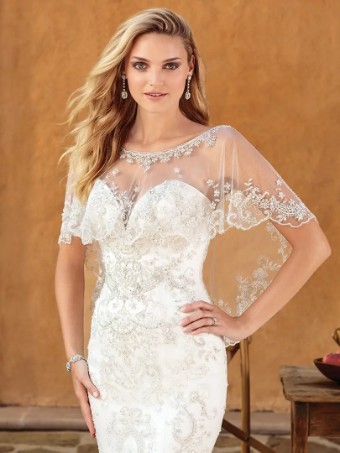 Casablanca Bridal Haven Cape only #2 Ivory/Silver thumbnail